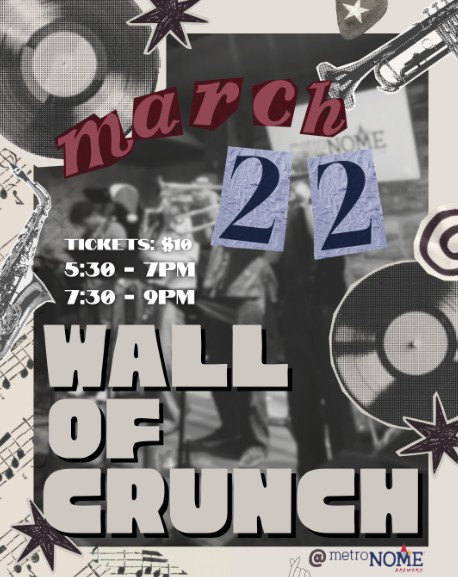 TODAY- it's all about the Wall of Crunch! 5:30 and 7:30 shows
Wall of Crunch is a ragtag team of musicians from Roseville Area High School. As their name suggests, you’ll be hit with a “wall” of different varieties of jazz including swing, blues, funk, fusion, and bossa nova, among other things.
AND IF THAT"S NOT COOL ENOUGH- While we are now presenting the 6th iteration of the Metronome Youth Jazz Orchestra, an anonymous donor has supplied the funds to begin a METRONOME YOUTH JAZZ BAND ORCHESTRA SCOLARSHIP. The need-based scholarship has covered the FULL TUITION of one student, and has allowed the program to include acclaimed pianist Tyler Lustek to perform with the students in Fingal’s Cave on Sunday, March 20th at 4pm.
See you tonight!
https://metronomebrewery.com/live-music/wall-of-crunch-2/