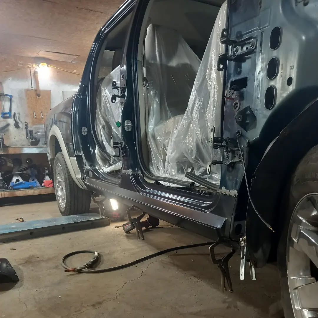 New rocker panel & cab corner getting fit up on a ram 1500 Laramie