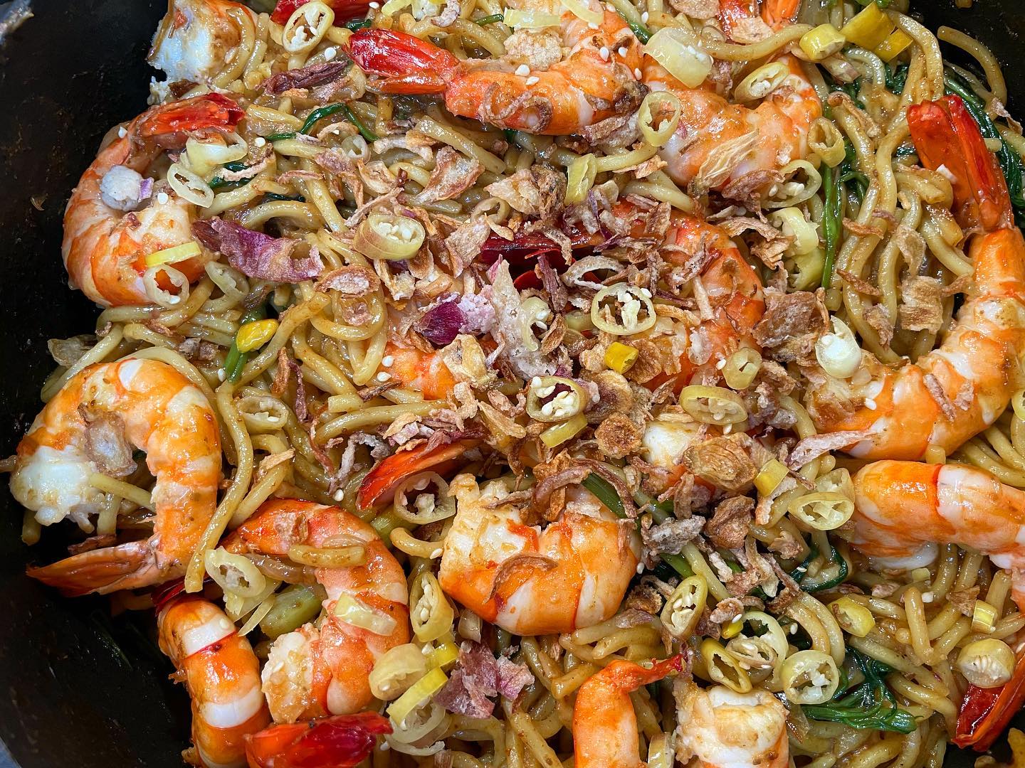 Made dry prawn mee. Husband says it’s Singapore hokkien mee but I think NOPE.