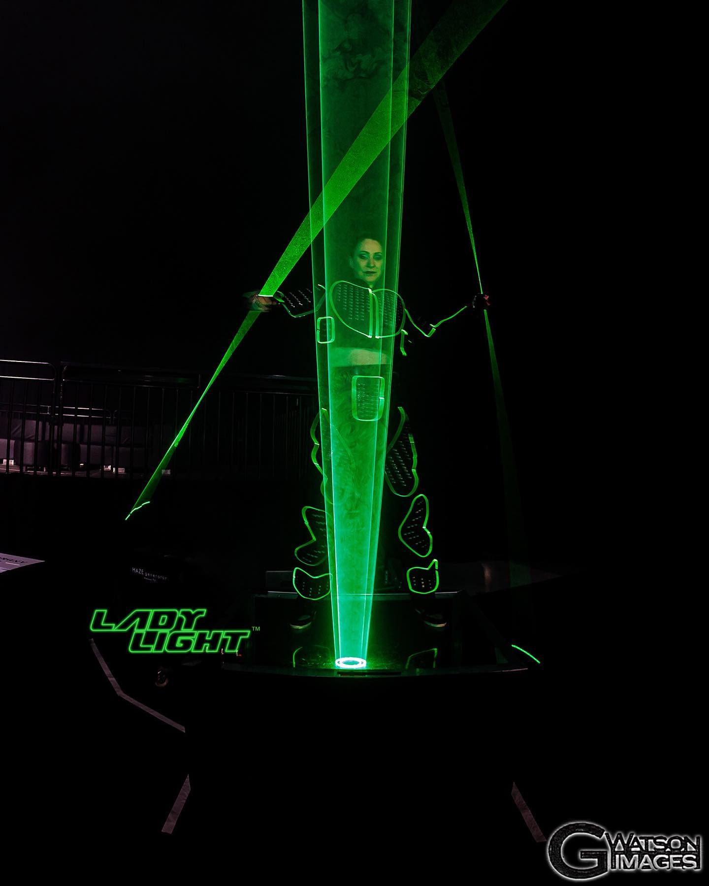 Get ready for some great images by @g.watsonimages from a special event in Indianapolis. #lasergirl #laserwoman #led #hitech #laserman #lightbender #wowfactor #neon #glow #womenintech #laserdancer