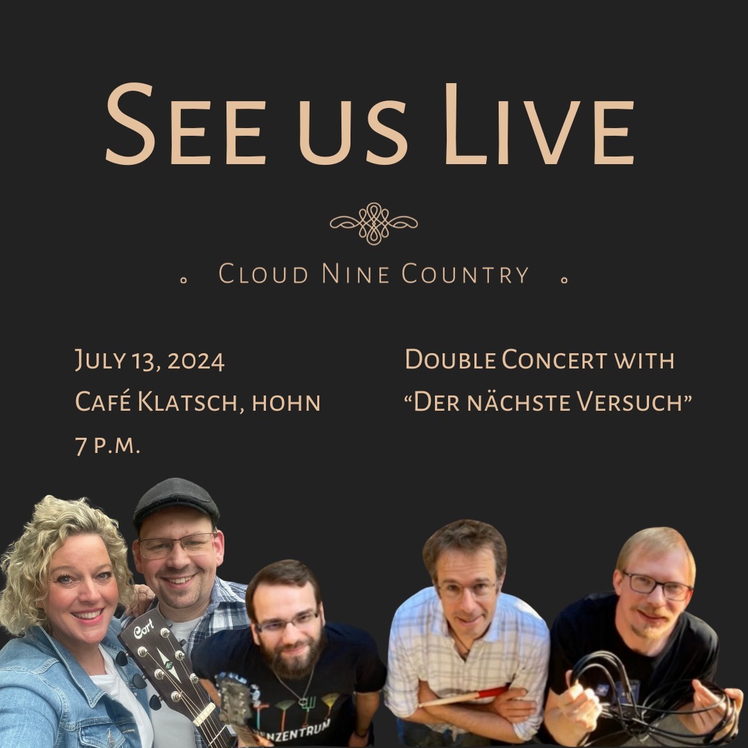 🎤🤠 Heute Abend springen wir kurzfristig ein! 🎤🎸
Leider mussten unsere Freunde von "Cover Report" krankheitsbedingt ihren Auftritt absagen. Wir wünschen gute Besserung! Nun bringen wir heute den Country Sound in den hohen Norden!
Seid dabei und genießt einen großartigen Abend mit uns und "Der zweite Versuch" im Café Klatsch in Hohn! 🎶🤠
📅 Heute, 19 Uhr 
⏰ Einlass ab 18 Uhr 
📍 Julianenebene 15, 24806 Hohn
Wenn Ihr in der Nähe seid, kommt vorbei. Wir freuen uns auf Euch! 💫
🤠🎶🤠🎶🤠🎶🤠🎶🤠🎶🤠
🎤🎸 We’re stepping in on short notice tonight! 🎤🎸
Unfortunately, our friends from "Cover Report" had to cancel their performance due to illness. We wish a speedy recovery! So today, we are bringing the country sound to the north!
Come by and enjoy a great evening with us and "Der zweite Versuch" at Café Klatsch in Hohn! 🎶🤠
📅 Today, 7 PM 
⏰ Doors open at 6 PM 
📍 Julianenebene 15, 24806 Hohn
If you're nearby, come by. We look forward to seeing you! 💫
🤠🎸 #CloudNineCountry #LiveMusic #CountryMusic #Hamburg #Country #CountryMusic #Livemusik #LivemusikHamburg #Hamburg