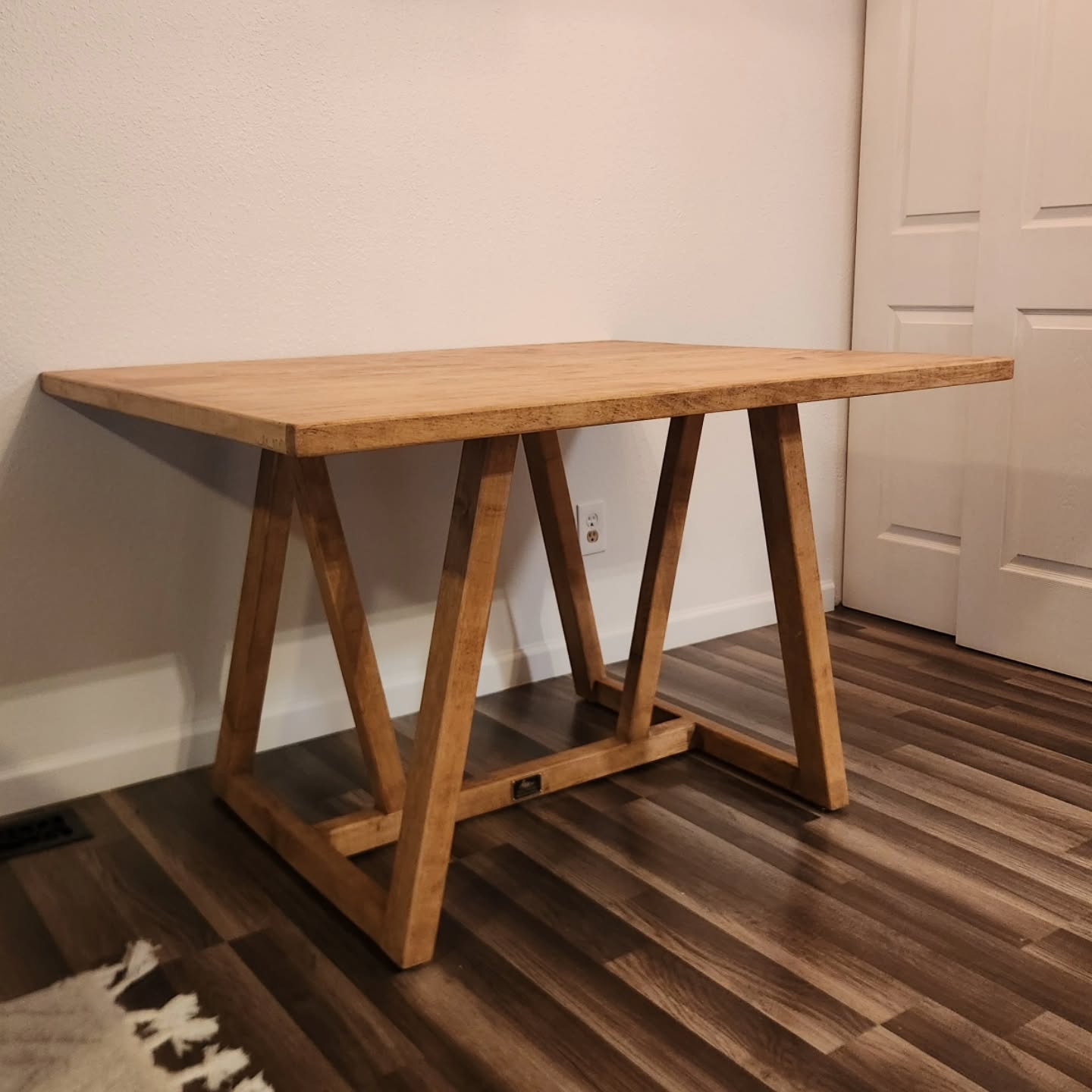 The one where we made a 50 inch by 38 inch maple dining table. The angles on the base are probably my favorite part! 
And as always, the @medallionmakerbranding brass brands are such a classic finishing touch! 
Shout out to the guys at @austinhardwoodsofdenver 
#customdiningtable #shopsmall #shoplocal #veteranowned #smallbusiness #customfurniture #diningtable #colorado #denver #littleton #golden #highlandsranch #woodpreneur #woodworking