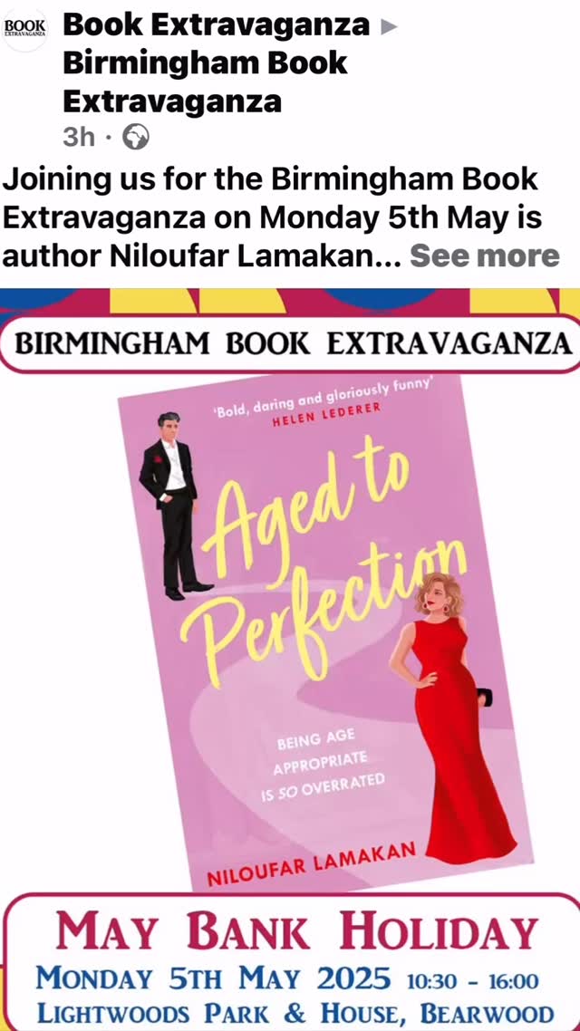 Would love to see and chat to readers at the Book Extravaganza on Monday ❤️📚
@onemorechapterhc
#agedtoperfectionnovel #niloufarlamakan #debutnovel #romcom #livingthelife #writing #published #booktour #books #booklovers #reading #bookextravaganza #birmingham #rosiesvintagestore