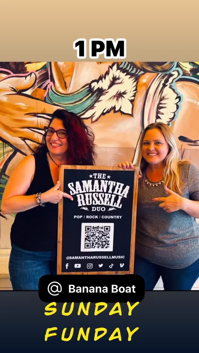 Sunday Funday alert! 🍌☀️
Sammie & Skiba are bringing the vibes to Banana Boat today at 1 PM!
Great music, good energy, waterfront sunshine — be there! 🎶💛