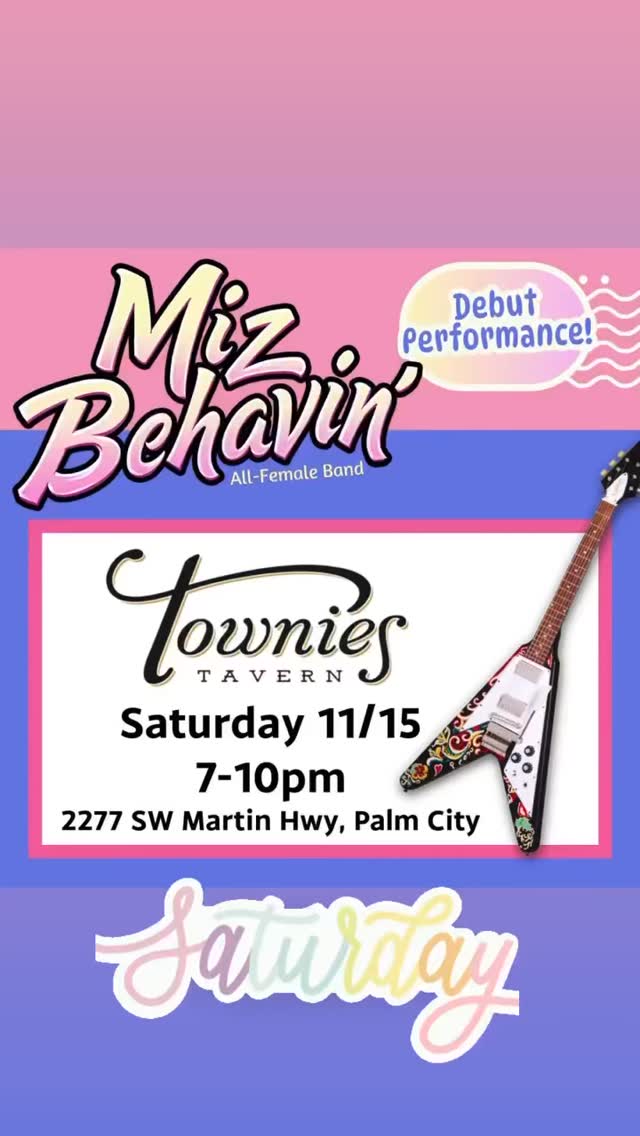 “Jimi” says you must join the ladies of Miz Behavin tonight at Townies - 7 PM downbeat!