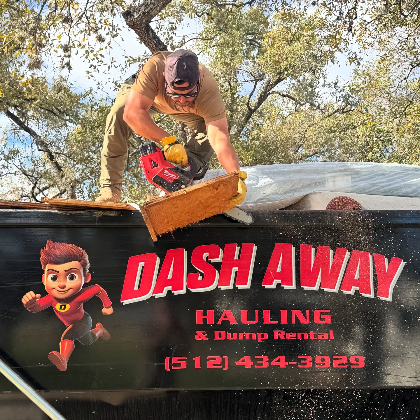 Wood you believe how much junk we haul? Saw it, cut it, dumped it, knot a problem! Photo Credit: @longhornjunkremoval