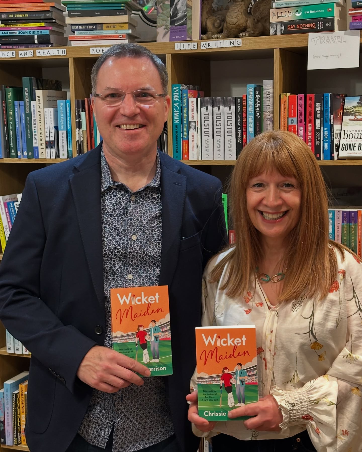 Congratulations to @authorchrissieharrison on the launch of his highly original novel Wicket Maiden 🚀📖 Thank you for inviting me and the lovely bookshop @booksontherise for hosting.
author, hot new release, book launch, paperback #romcom #womenscricket
#authorlife #instaauthor #literary #writing #booklaunch #wicketmaiden #cricketromance #outandabout