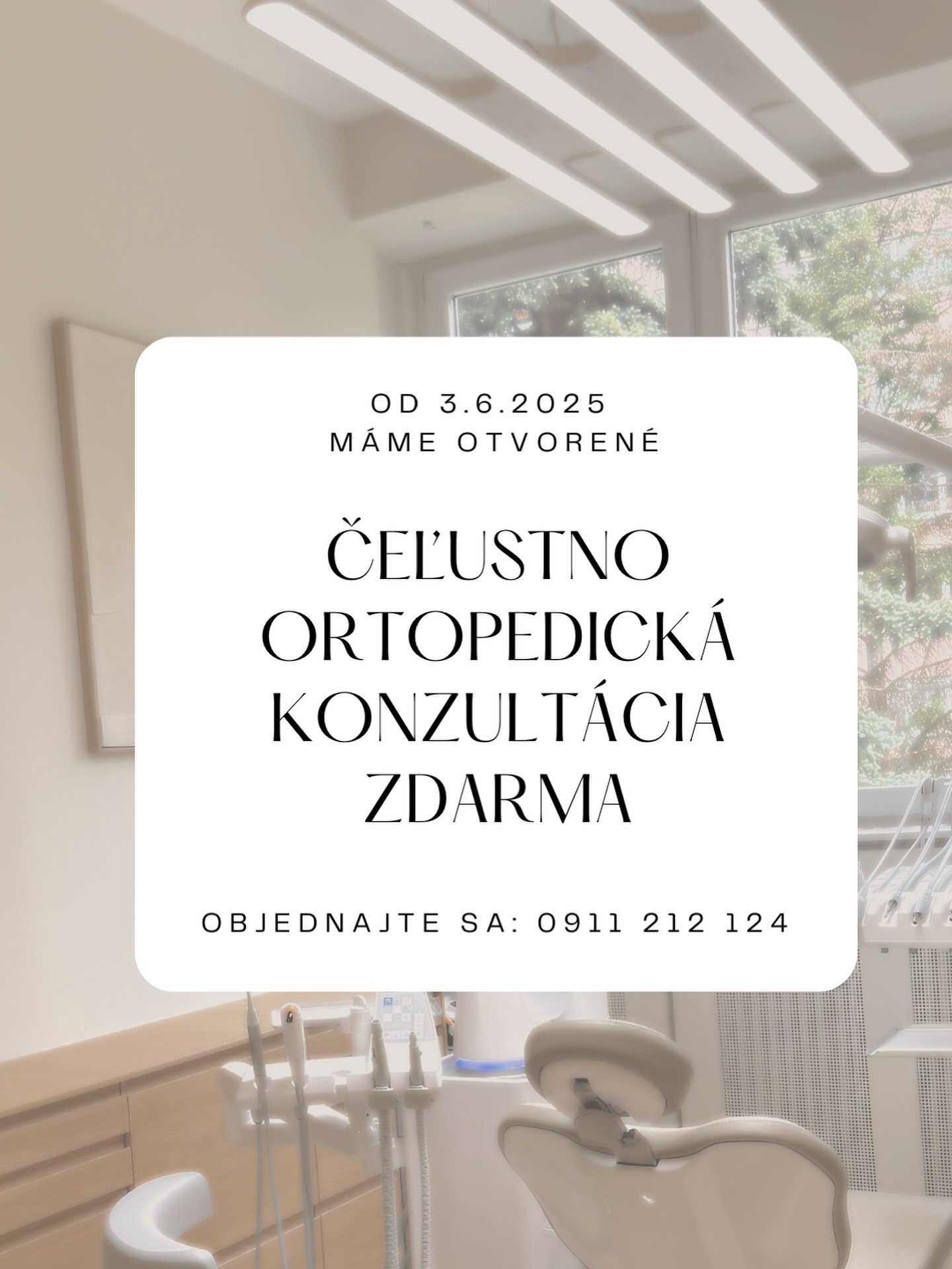 🦷 Nová moderná čeľustno-ortopedická ambulancia v Košiciach je už otvorená!
S radosťou Vám oznamujeme, že od 3. júna 2025 sme otvorili novú ambulanciu zubného lekárstva a čeľustnej ortopédie.
🎉 Využite bezplatnú čeľustno-ortopedickú konzultáciu, počas ktorej:
• vykonáme odborné vyšetrenie chrupu a čeľustí,
• posúdime potrebu nosenia strojčeka,
• odporučíme vhodný typ ortodontickej liečby prispôsobený Vašim individuálnym potrebám a životnému štýlu,
• vypracujeme nezáväznú cenovú ponuku
✨ Naším cieľom je ponúknuť Vám odborný, individuálny a zároveň ľudský prístup v príjemnom a modernom prostredí. Či už zvažujete strojček z estetických alebo zdravotných dôvodov – sme tu pre Vás.
📞 Objednajte sa jednoducho na čísle: 0911 212 124
🌐 Alebo online cez: www.navstevalekara.sk (odkaz nájdete aj v našom bio)
📍Tešíme sa na Vašu návštevu v našej novej ambulancii na Tatranskej 25 (1poschodie) v Košiciach. #dr_mandicakova #celustnyortoped #zubnestrojceky #kosice #zdravyzivotnystyl #rodicovstvo #selfcare