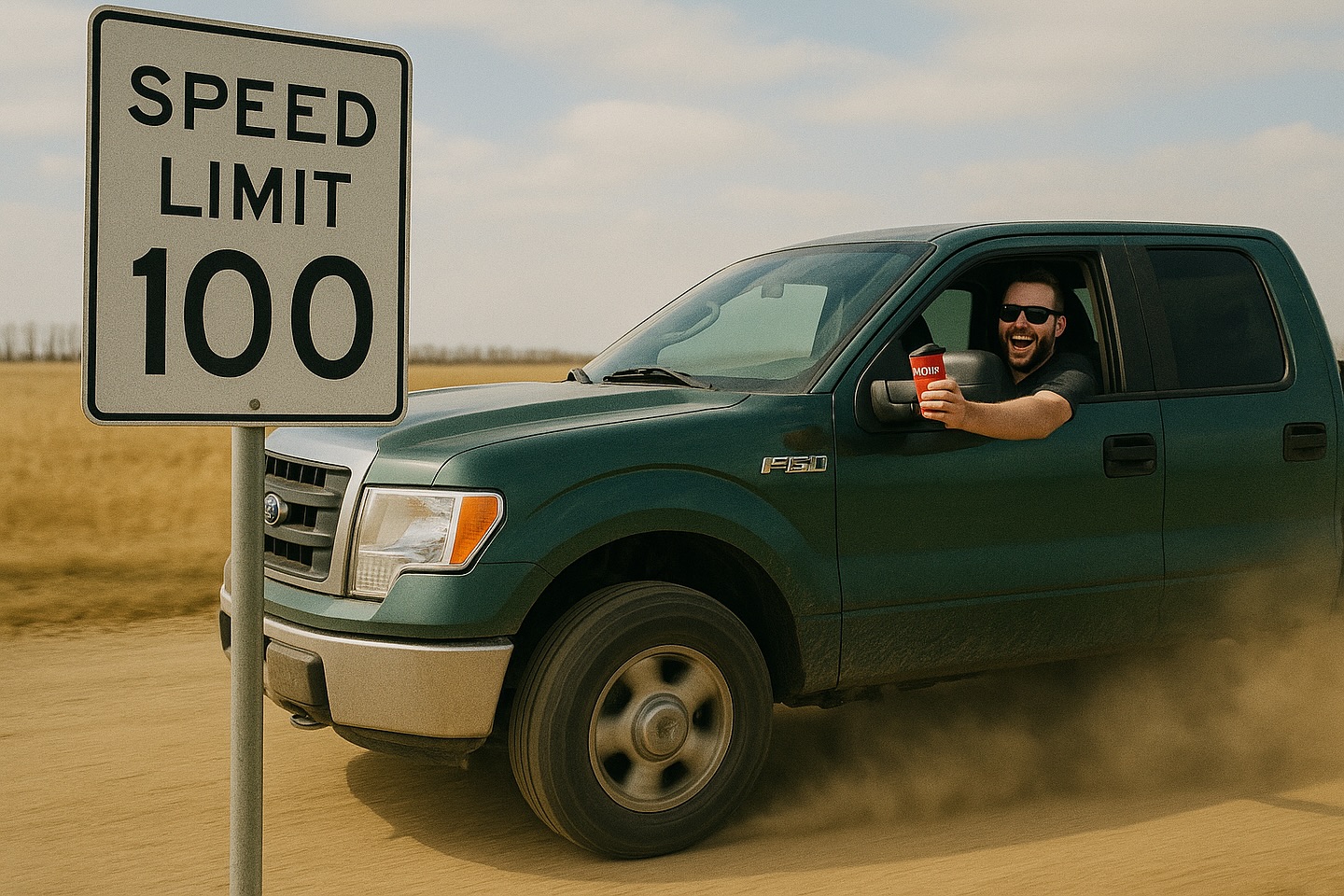 Speed limit 100? Nah… I’m doing 140. Got my Timmies, I’m good. 🚗☕#timhortons #alberta