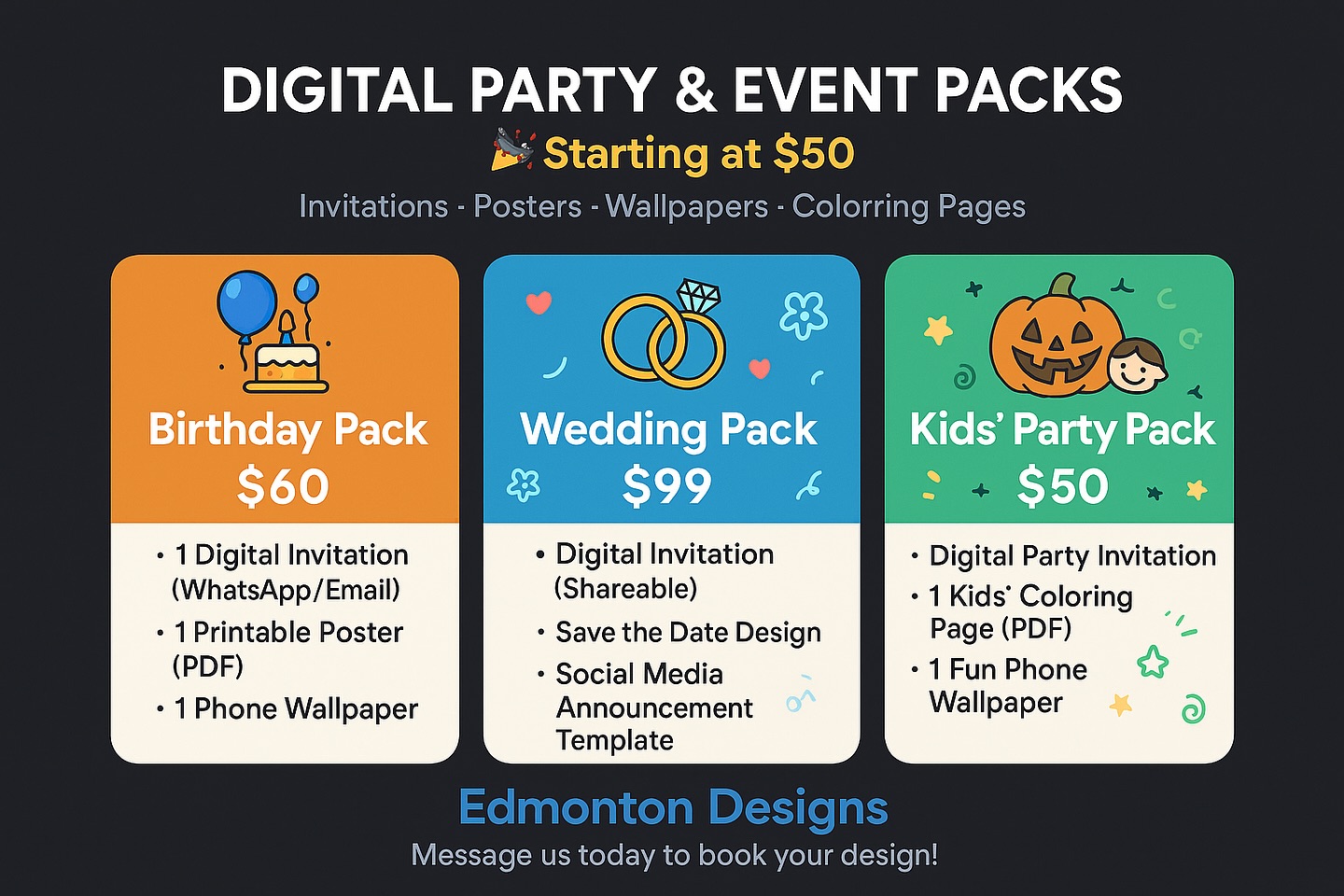 From invites to posters — we make your party look amazing. 🥳 #birthdaylove #yeg #wedding