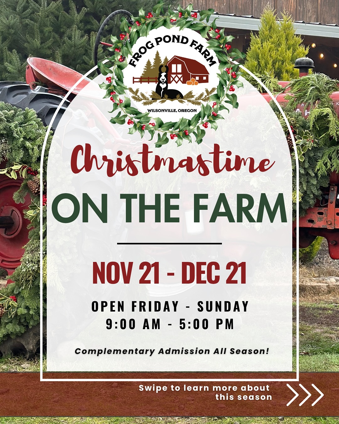 We’re excited to welcome you back to another amazing season at Frog Pond Farm! 🎄✨🎅🏻
We’re open November 21st - December 21st (closed Thanksgiving) and have something for everyone young and young at heart. ❤️
🌲Take your time finding the perfect tree, and let us take care of the shaking and baling for free!
🐪 Meet Our Farm Friends! Explore our family farm and pet and feed our animals—camels, donkeys, emus, goats, and llamas are all waiting to say hello!
🔥 Enjoy cozy weekend bonfires and sip warm drinks from our coffee shop.
🐾 Leashed, friendly pets are welcome!
📍 Location: Frog Pond Farm, 2983 SW Advance Rd, Wilsonville
👉Learn more at thefrogpondfarm.com/christmas