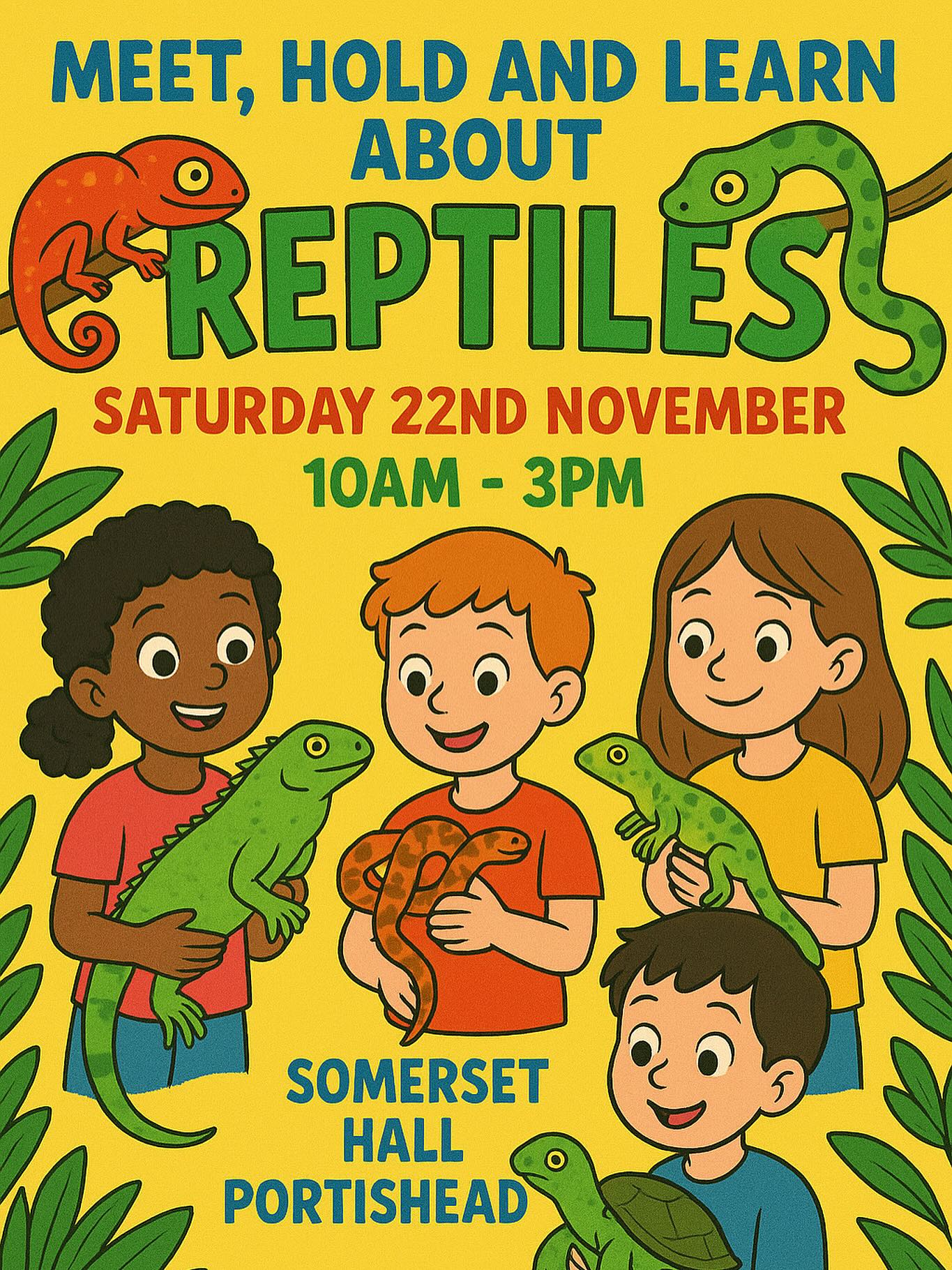 🐍 50% of tickets already SOLD! 🎟️
Only 21 days to go until our Hands-On Reptile Experience! 😍
📅 Saturday 22nd November | 10am – 3pm
📍 Somerset Hall, Portishead
Get up close with some amazing reptiles — it’s a fun day out for the whole family! 🦎🐢🐍
🎟️ Tickets available now at Eventbrite.co.uk — just search “Reptiles” under the Bristol location.
Don’t wait too long… they’re going fast! ⚡️
#ReptileExperience #PortisheadEvents #FamilyFun #SomersetHall #Eventbrite #ThingsToDo #FamilyDayOut
