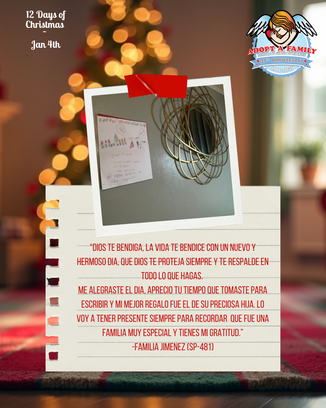 "Dear Adopt-A-Family Angel, thank you so much for sharing your blessing with my family." Are some of the messages we received from "adopted families" this year.
Over the past weeks, we've compiled messages submitted for sponsors & volunteers where they share a bit of the GLEE and GRATITUDE they felt after receiving their presents on Delivery Day.
Swipe to read some of their touching notes. This fills our hearts with so much joy and motivates us to keep helping year after year.
#12DaysofChristmas #Day11 #Gratitude #ChristmasWithAAF #ThankYouLetters