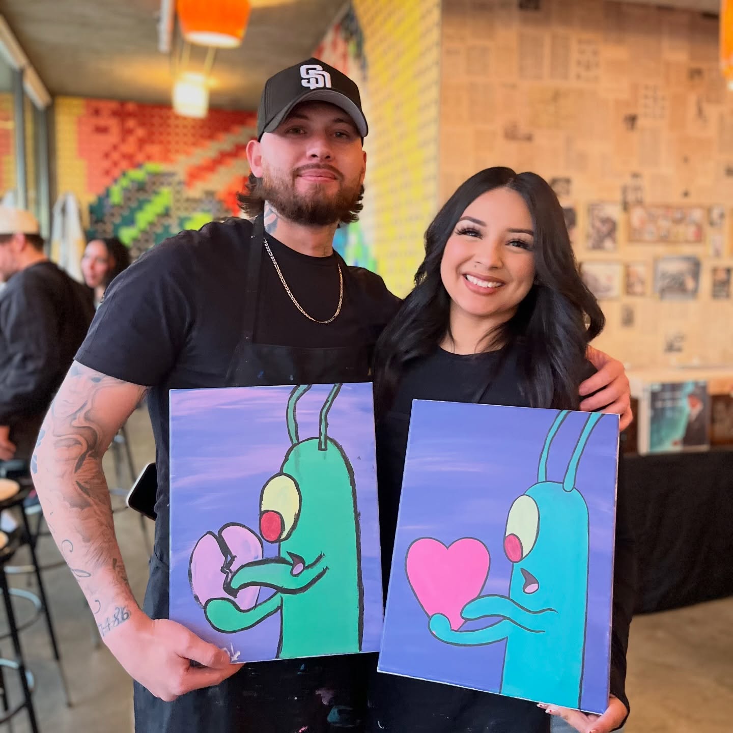 peace, love, plankton! this monday 💕at @cinkuni
10% off tickets using code VALENTINE —> available at www.mirandaroseart.com 🎟️
#valentinessandiego #paintandsipsd