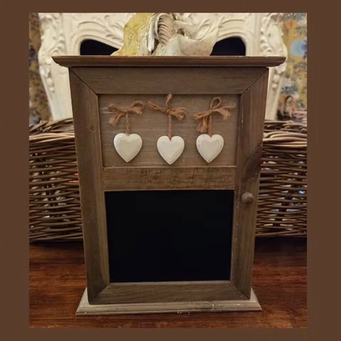Vintage Rustic Wooden Key Cabinet with Heart Motifs | https://share.google/UUS6VQdbKUq4RcwVB #stufftoyouandme