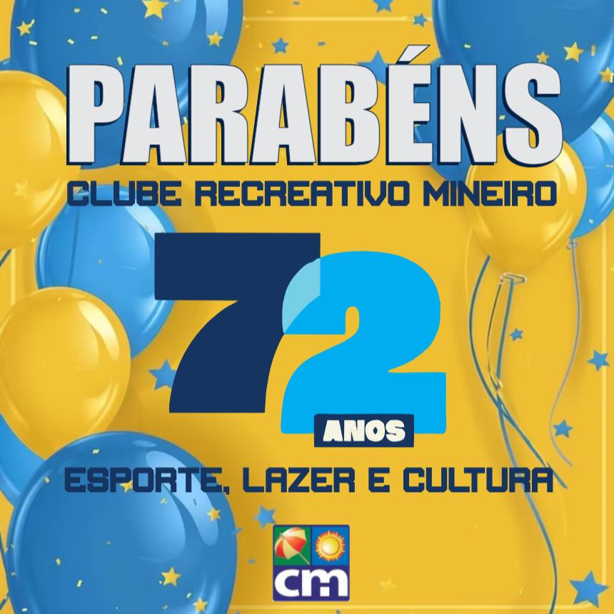 Parabéns, Clube Recreativo Mineiro! 🎉
São 72 anos promovendo esporte, lazer e cultura, reunindo gerações e construindo histórias que fazem parte da nossa comunidade.
Que venham muitos anos mais de conquistas e celebrações! 💙💛