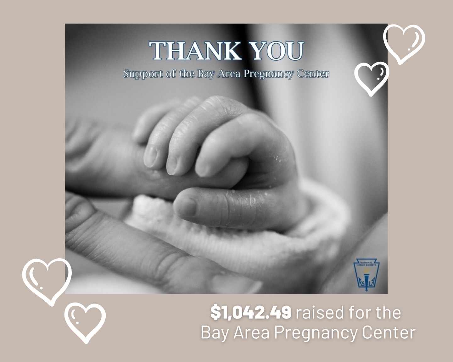 💕 In honor of Sanctity of Life Month throughout January, our NHS sponsored a school-wide fundraiser to support the Bay Area Pregnancy Center.
$1,042.49 was raised during our donation drive!
We’re so proud of our students for choosing to live out their faith in tangible ways and support families in our community.