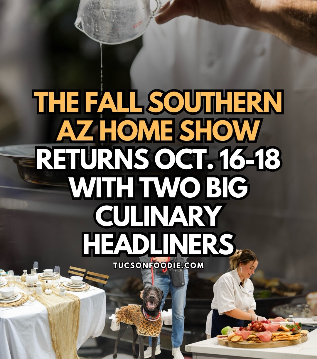 THE FALL SOUTHERN AZ HOME SHOW RETURNS OCT. 16-18 WITH TWO BIG CULINARY HEADLINERS🔥
@Tcctucson welcomes award-winning pitmaster @Sloanrinaldi for an “All Things Brisket” demo at 2:30 p.m. Friday and Saturday, followed by a meet-and-greet.
Three-time Iron Chef Tucson champion @Chef_antbanks of @Obonsushi takes the Culinary Showcase Stage Saturday at noon.
The show will also feature 200+ vendors, food trucks, pet-friendly attractions, adoptable animals, HGTV’s Matt Blashaw, the Kids Market, and more.
WHEN: Oct. 16-18 | 9 a.m.-5 p.m.
WHERE: TCC 📍260 S. Church Ave.
TICKETS: $8 | $4 with discount coupon | Kids 12 & under free
SPECIAL ADMISSION:
• Friday: Seniors 65+ free; half-price for military, veterans, first responders, police, firefighters & teachers with ID
• Saturday: Half-price for seniors and the same groups
• Sunday (Heroes Day): Seniors half-price; military, veterans, first responders, police, firefighters & teachers free with ID
ALL DAYS: $2 admission from 3-5 p.m. Free parking in Convention Center Lot B.
